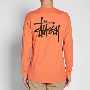 NWT Basic Stussy LS Tee - Size M - Coral - Long Sleeve New